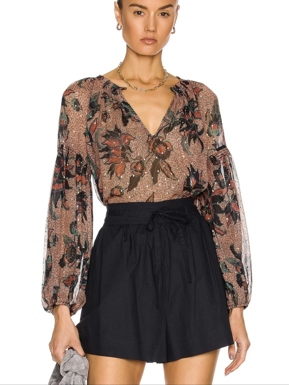 Ulla Johnson Bellita Silk Floral Sheer Blouse
